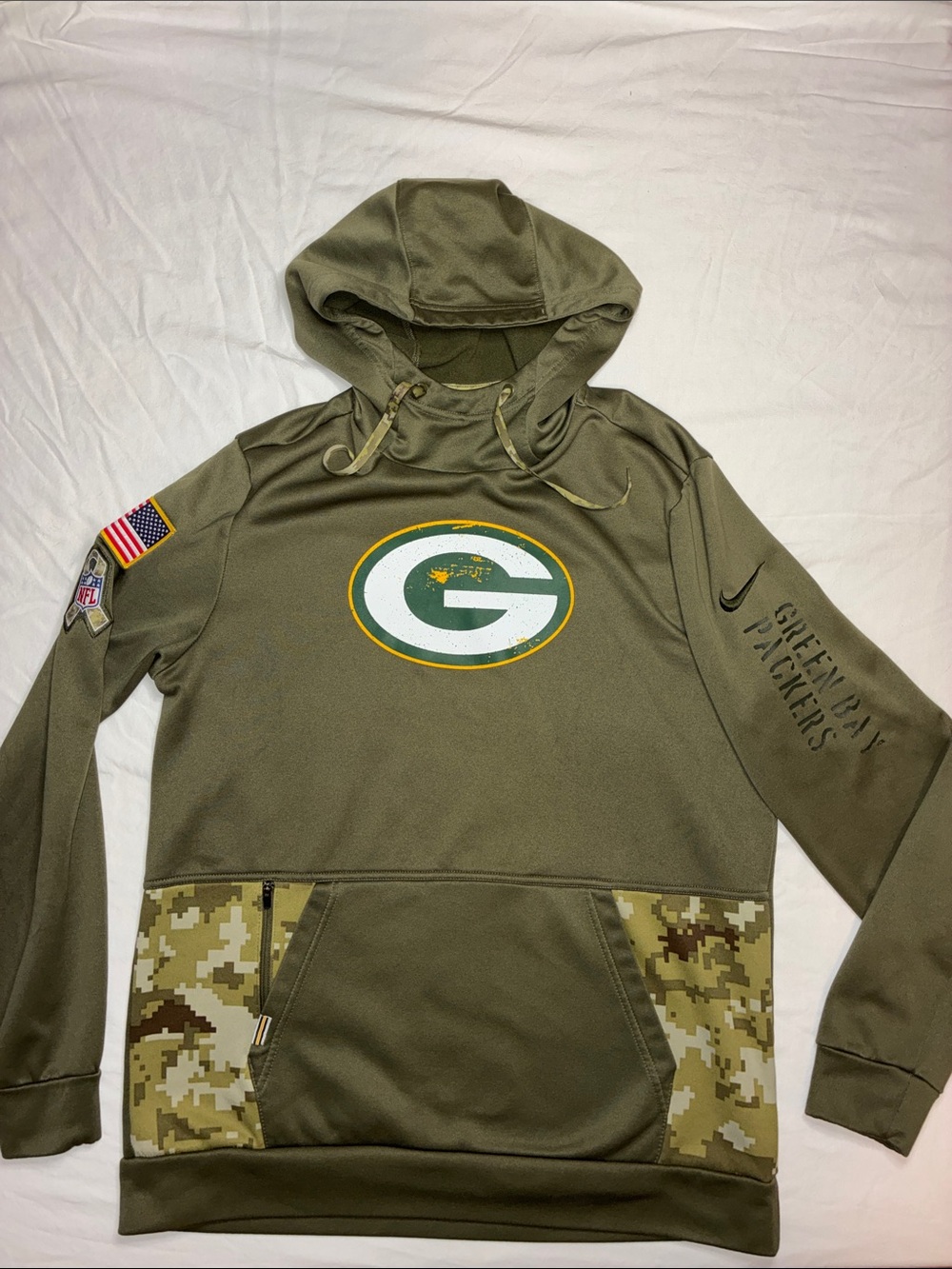 Nike Green Bay Packers Camo Accent Hoodie